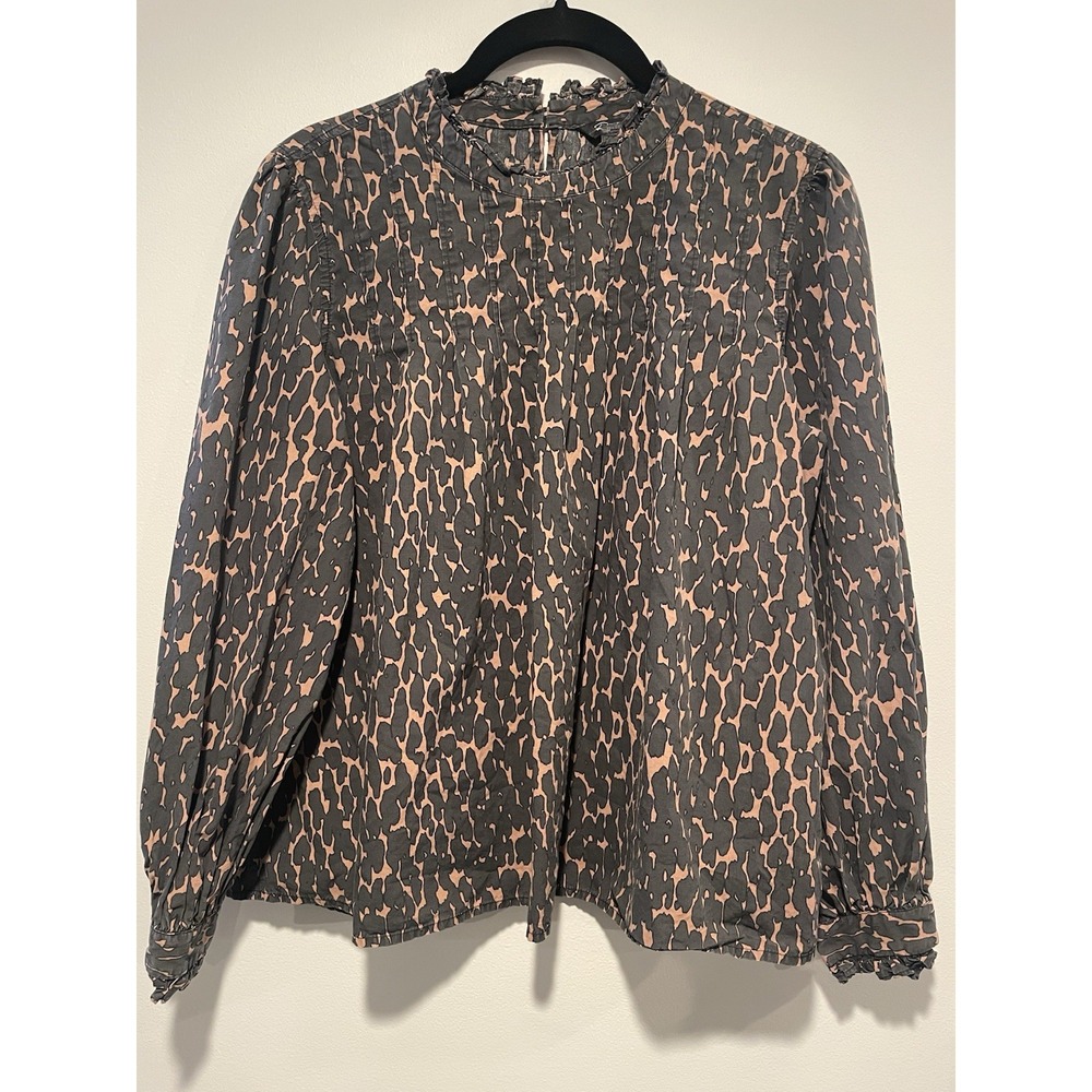 Anthropology Rails Ariana Savannah Top Leopard Print Cotton Luxe Lyocell Small